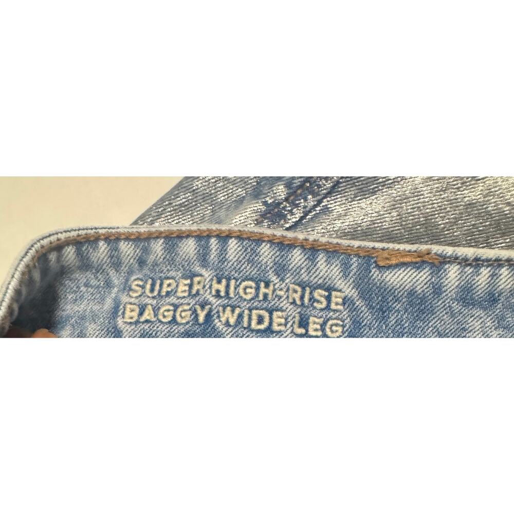 American Eagle Womens 10 Jeans Foil Metallic Maximalist Super High-Waisted - Picture 5 of 9